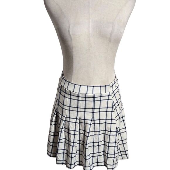 BP Black & White Plaid Pleated Mini Skirt - Picture 1 of 5